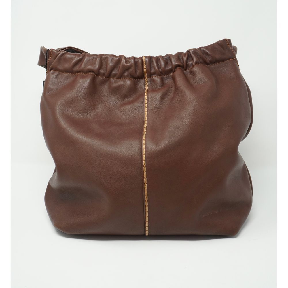 Marco Buggiani Italian Brown Hobo Soft Leather Bag Accent Stitching Lots of Room